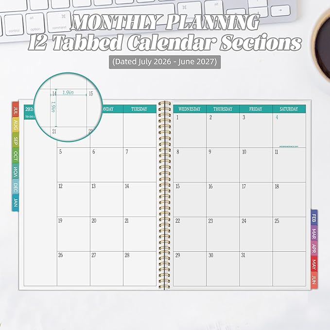 Teacher Planner 2026-2027 Weekly and Monthly Teacher Planner 2026-2027 Academic Year, July 2026 - June 2027, 8.7" x 10.8", Lesson Planner Book with Twin-Wire Binding & Tabs for Teachers - Black
