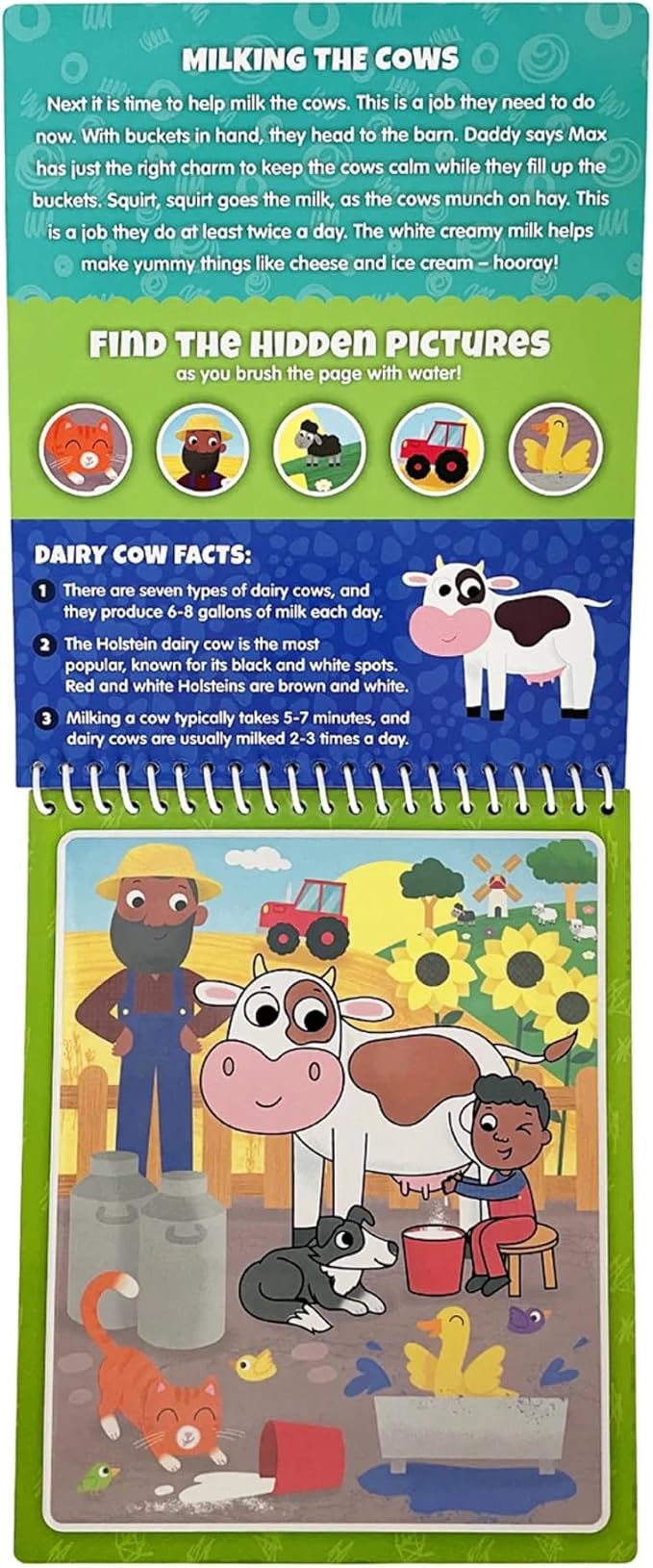 KangaToys Fun on The Farm Aqua Brush Activity Book - Reusable Water Coloring for Kids - Mess-Free Travel-Friendly Fun