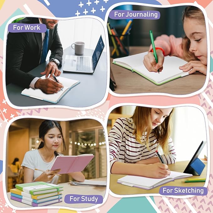 Chiisong 10 Pack Bullet Dotted Journal Notebook Bulk, A5 Dot Grid Notebook with 100 GSM Paper, Leather Hardcover Dotted Journal with 160 Pages for Women Men Writing Journaling Planning, 5.7 x 8.3 Inch