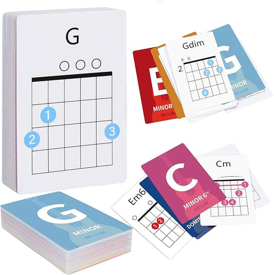Guitar Chords Flash Cards, 56 Chord Cards, Guitar Notes- Learn Essential Chords Quickly, The Major and Minor Scales Guitar Flash Cards for Beginners and Players