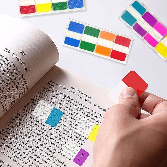 KICNIC Sticky Index Tabs 480 Pieces, 1 Inch Divider Tabs Stick On, Page Marker Bookmark, Write Tab Flags Self Adhesive, 6 Dispensers, 20 Pcs/Color