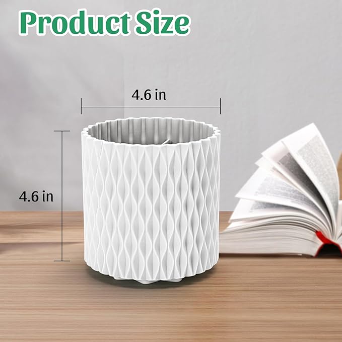 minimaliving Desk Organizer,Stylish Rhombus Pen Holder for Desk 360°Rotating Office Desk Accessories,Pencil Cup with 5 Compartments Storage Box Caddy for Office,School,Home,Art Supply(White)