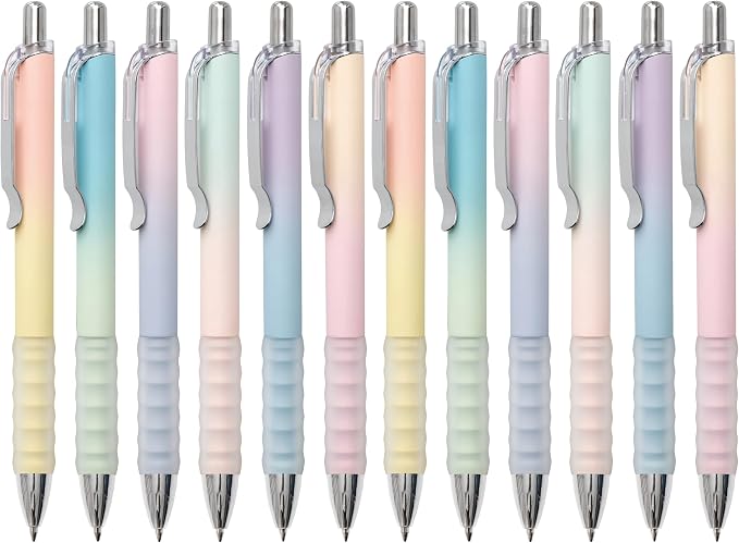 Aisibeiger Gel Pens Fine Point 0.7mm Black Ink Gel Pen Retractable Cute Pens for Smooth Writing School Office Supplies, Pack of 12