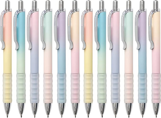 Aisibeiger Gel Pens Fine Point 0.7mm Black Ink Gel Pen Retractable Cute Pens for Smooth Writing School Office Supplies, Pack of 12