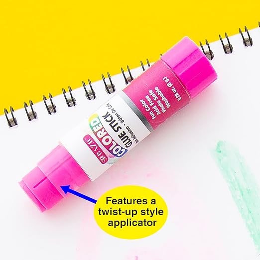 BAZIC Products Washable Colored Glue Stick 8g/0.28 Oz, All Purpose Acid Glue Sticks for Kids Photos Paper Kids at School Home Office (4/Pack), 1-Pack