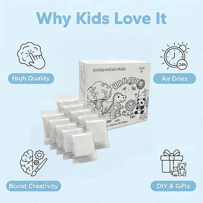 Modeling Clay for Kids, VANJETO Molding Magic Clay for Kids Air Dry, Super Soft Clay for DIY Slime, Ultra Light Air Dry Modeling Clay for Toddlers Children Teens, 7 OZ/Bag