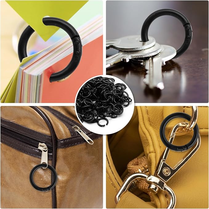 210 Pcs 1/2 Inch Plastic Binder Rings, Loose Leaf Binder Book Rings, Black Index Card Rings Binder Clip Rings for Flash Cards, Key Rings, Index Cards, Paper (15mm)