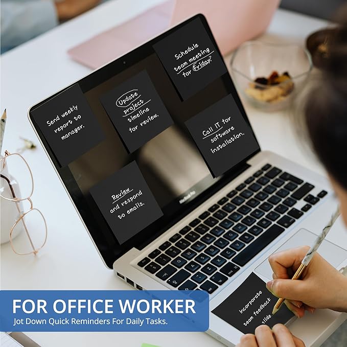 Sticky Notes, 36 Pads, 3x3 Inches Self-Stick Note Pads, Perfect for Office, Study, and Daily Life Organization - Black