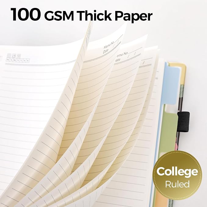 SKYDUE Sprial Notebook With Dividers Tabs, 5 Subject Notebook College Ruled