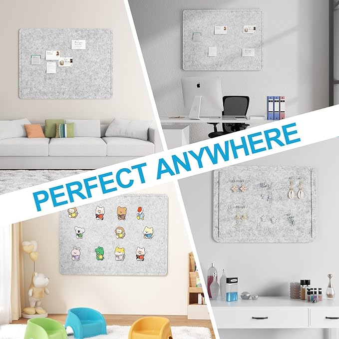 Felt Bulletin Board for Wall 72" x 48" Unfolded Size, Large Frameless Felt Pin Board, Soft Cork Board Alternative for Office, Home Planning, Notes, Photos & Wall Decor, Foldable Shipping, Easy Install