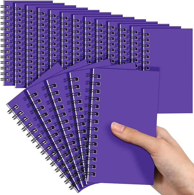 Jutom 18 Pcs Small Spiral Notebooks Memo Pads 3x5 Bulk Small Pocket Notebooks Mini Notepads with Lined Pages Mini Journals for Office School Work Supplies, 120 Pages (Dark Purple)