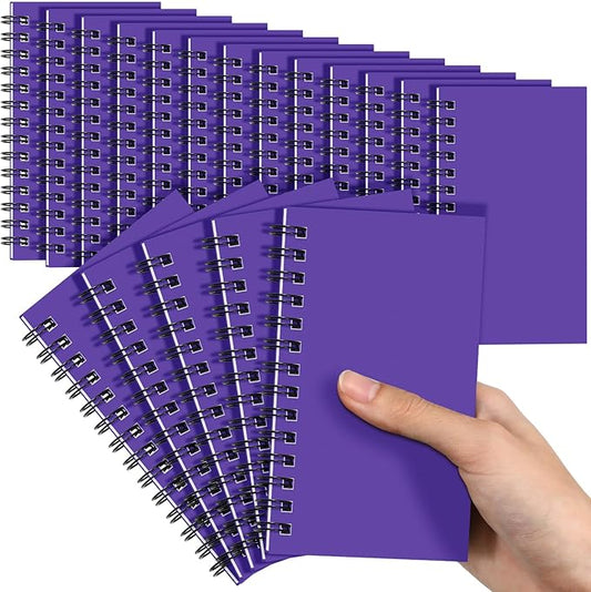 Jutom 18 Pcs Small Spiral Notebooks Memo Pads 3x5 Bulk Small Pocket Notebooks Mini Notepads with Lined Pages Mini Journals for Office School Work Supplies, 120 Pages (Dark Purple)