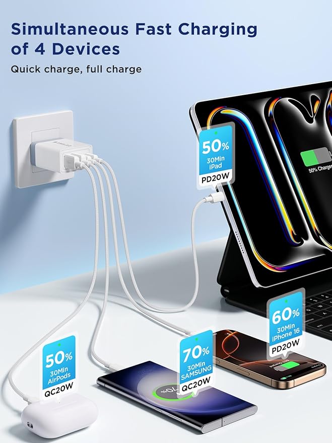 iPhone 16 15 Charger Fast Charging, 20W Dual Port USB C Charger Block with 6FT USB C Charging Cable Cord for iPhone 16 15 14 13 12 11 Pro Max XS, iPad, Samsung Phone, Tablet