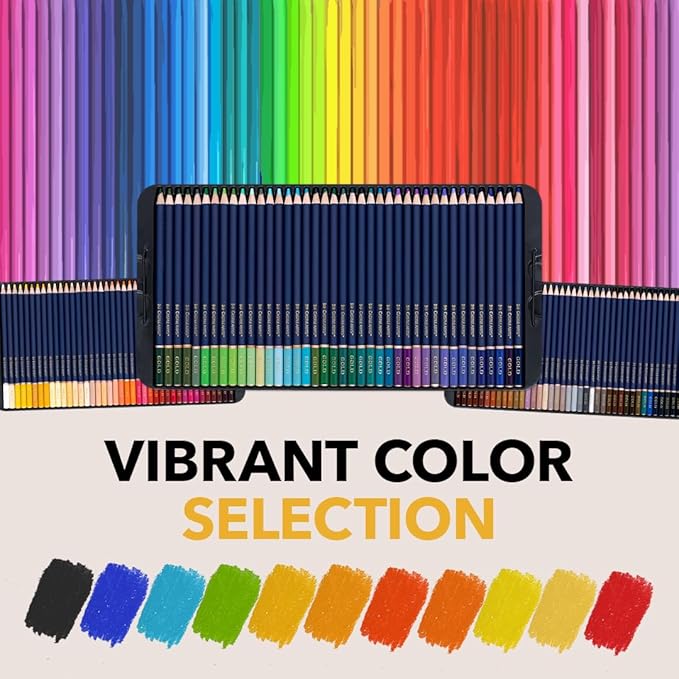 Castle Art Supplies Gold Standard 120 Colouring Pencils Set | Quality Oil-based Coloured Cores Stay Sharper, Tougher Against Breakage | For Adult Artists, Colourists | In Presentation Tin Box