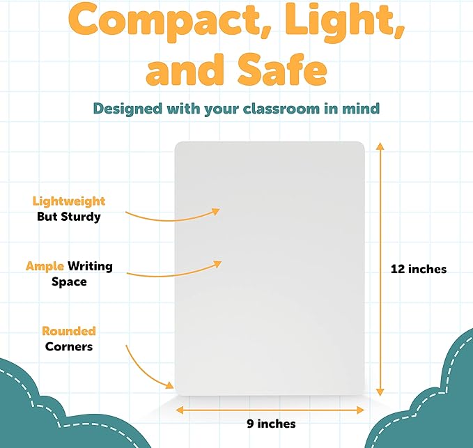 Dry Erase Lapboards - Pack of 1 Whiteboard - 9x12 - Student Single Sided - Improve Children's Classroom Learning with Portable White Boards