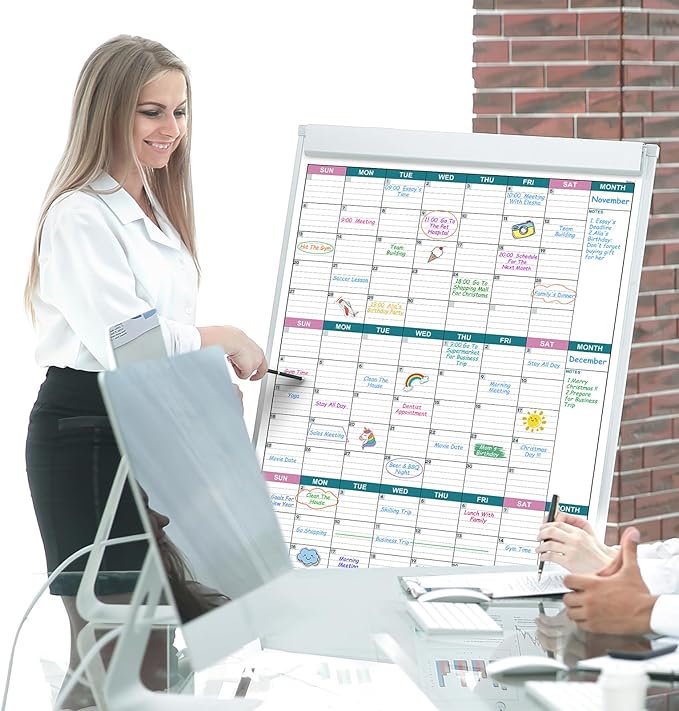 Large Dry Erase Calendar for Wall - Undated 3 Month Wall Calendar, 28" x 40"(Vertical), Wall Calendar Dry Erase for Home, Office, Classroom