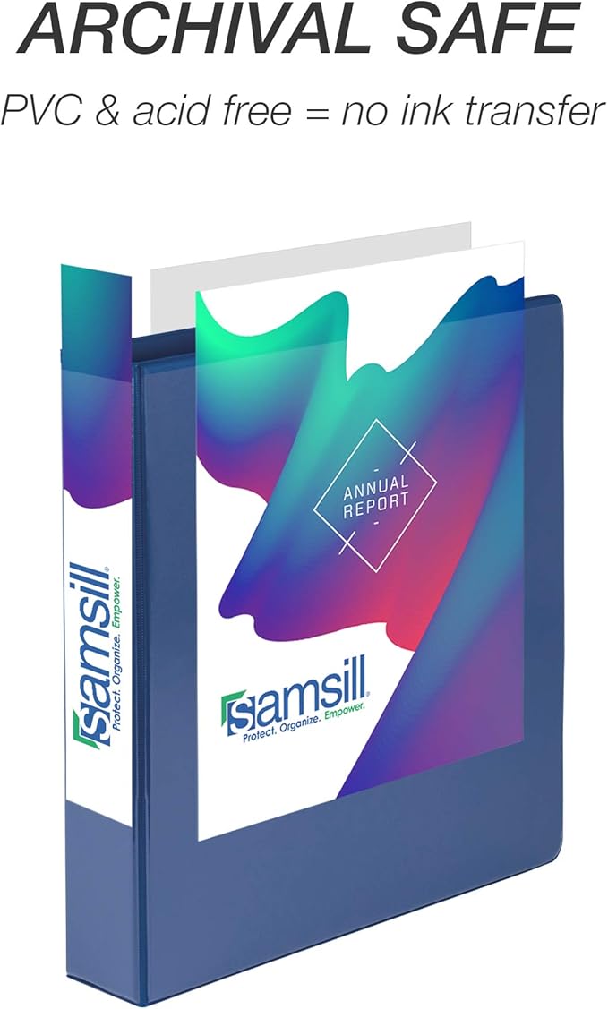 Samsill 1.5 Inch 3 Ring Binder, Economy Round Ring, Clear View Cover, 325 Sheet Capacity - for School, Home, Office - Dark Blue