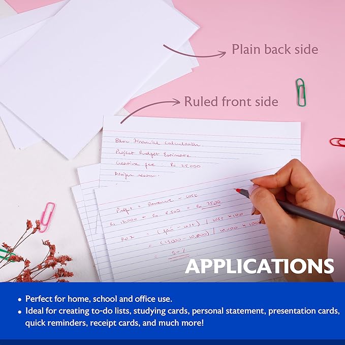 BAZIC Products Ruled Index Cards, 3" x 5", 100-Count, 4-Pack