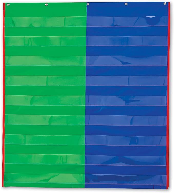 Learning Resources 2- & 4-Column Double-Sided Pocket Chart - Wall Pocket Chart for Classroom, Sentence Strips Charts for Classroom, Hanging Word Wall Pockets for Teachers