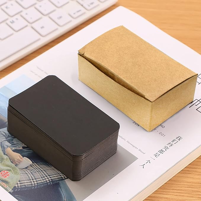 VANRA 300 Small Blank Cards 3.5x2 inches Color Cardstock Study Flash Cards Index Cards, Unruled with Rounded Corners (Black, 300/Pack)
