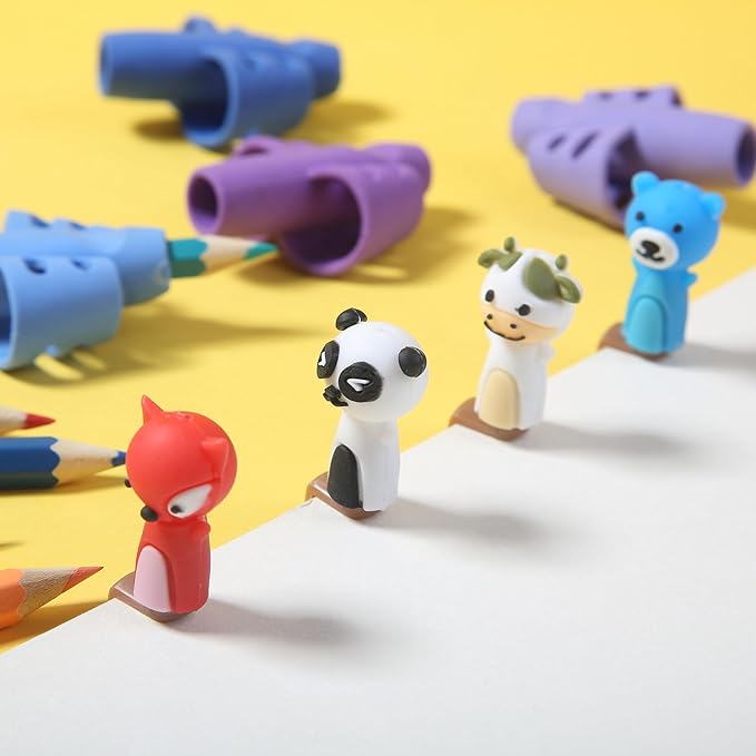 Mr. Pen- Pencil Grips for Kids Handwriting, 4 Pack with 4 Clips, Colorful, Flexible Silicon Pencil Holder for Kids, Right & Left-Handed