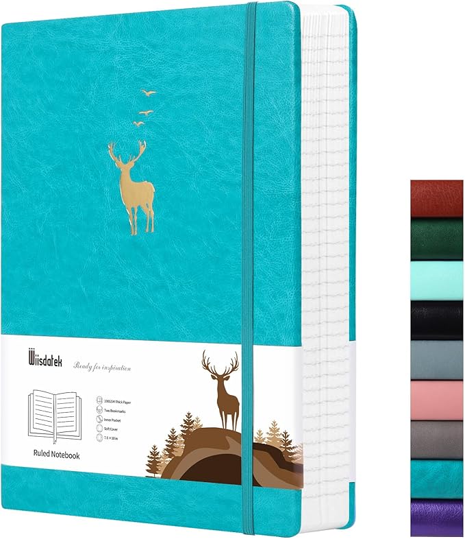 Lined Notebook Journal Softcover, 312 Numbered Pages Large B5 Thick Leather Journal Notebook,100gsm Thick Lined Paper,for Men and Women, 7.6'' X 10''-Blue