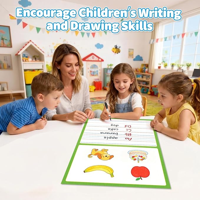Giant Magnetic Draw & Write Journal Chart for Kids, Dry Erase Writing Paper with Picture Space Primary Composition Handwriting Practice, Pre K Kindergarten First Grade Classroom Must Haves