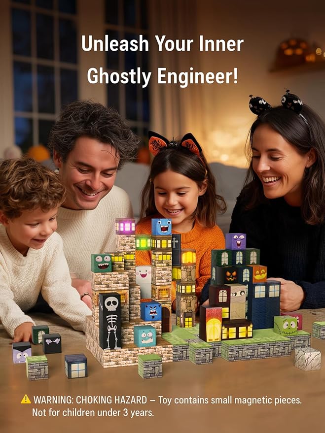 Veecafiodi 137PCS Magnetic Building Blocks with Lights, Magnetic Blocks Building Set for Kids Ages 4-8, STEM Building Toys for Boys Girls, Birthday Gift