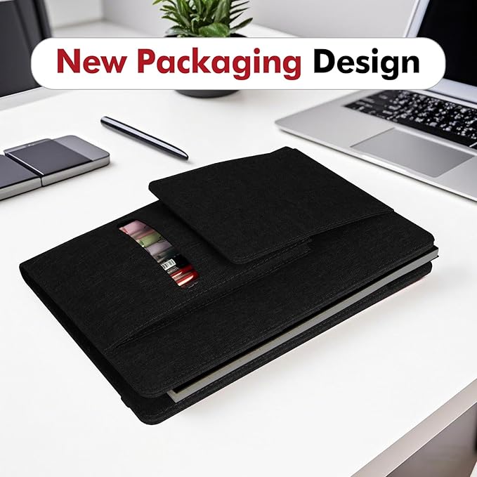 Journal Cover for Rocketbook Flip | 6"x9" Steno Pad Holder & Top Spiral Notebook Cover | Waterproof Folio with Pen Loop & File Pocket for A5, Executive Size Notebooks (Black)