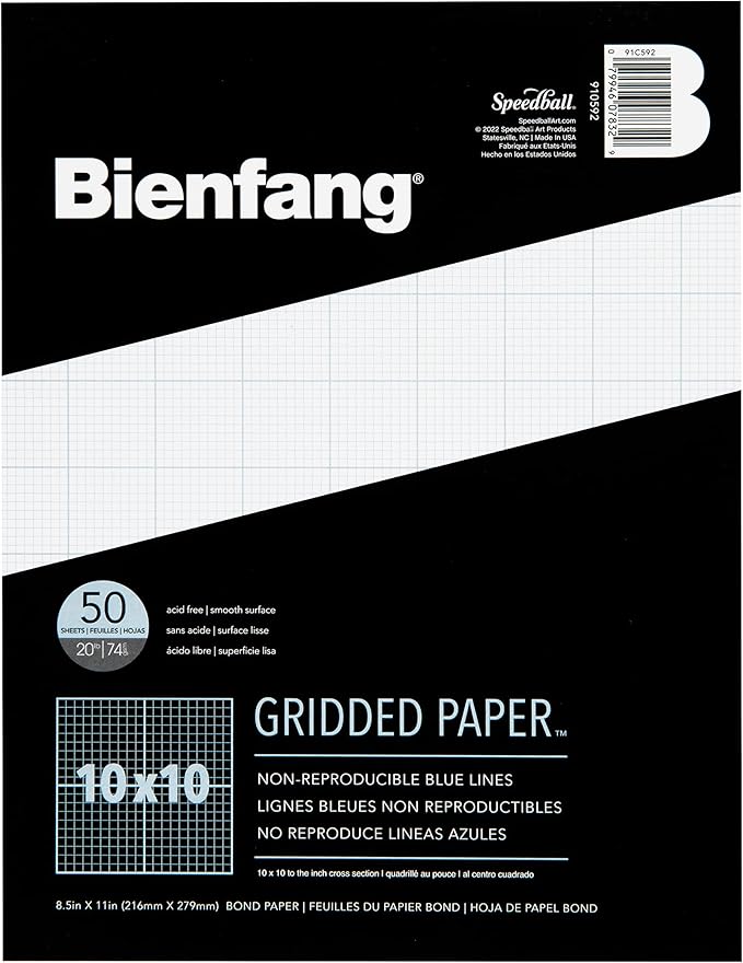 Bienfang Designer Grid Graph Paper Pad, 10x10 Cross Section, 8.5 x 11 Inches, 50 Sheets