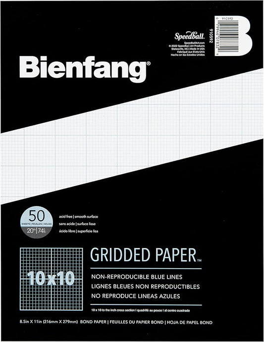 Bienfang Designer Grid Graph Paper Pad, 10x10 Cross Section, 8.5 x 11 Inches, 50 Sheets