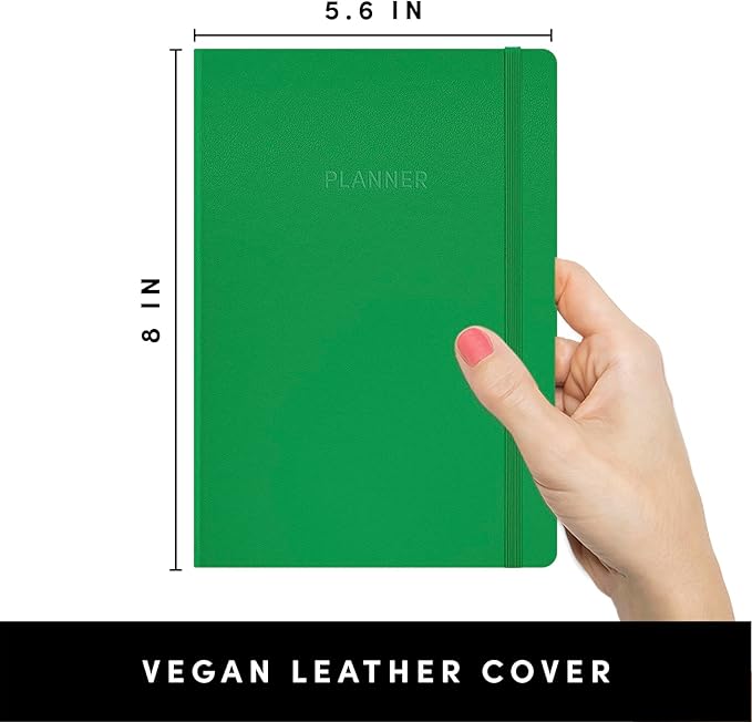 PAPERAGE Undated Weekly & Monthly Hardcover Planner (Green), 5.6 in x 8 in, Includes Lined Note Pages & 2 Sticker Sheets