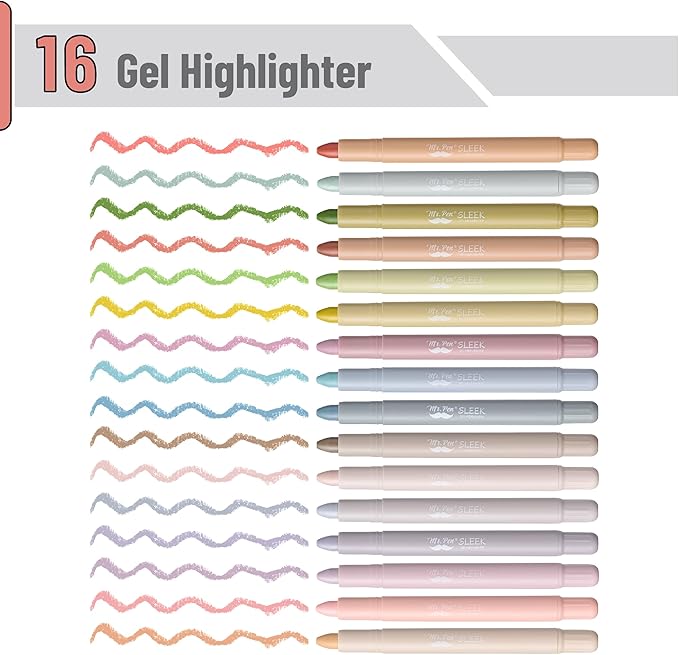 Mr. Pen- No Bleed Gel Highlighters, Soft & Muted Colors, 16 Pack, Bible Highlighters and Pens No Bleed, Bible Markers for Study, Journaling, School Supplies and Accessories