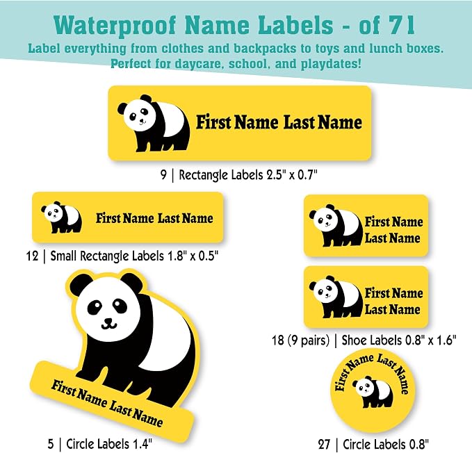Personalized Daycare Name Labels for Kids (71 Labels) - Custom Durable Waterproof Name Stickers for Clothing Tags, Water Bottles, Lunch Boxes, and School Supplies - Dishwasher, Washer