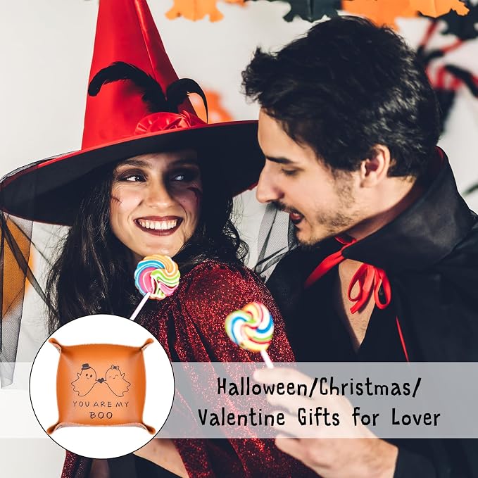 Gothic Halloween Boo Basket Stuffers for Women Men Spooky Basket Stuffers Scream Themed Gift Anniversary Leather Gift for Couple National Girlfriends Day Gifts from Boyfriend Valentines Leather Tray