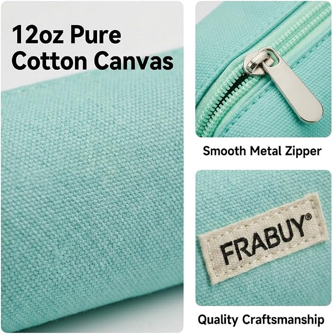 Canvas Pencil Case Pouch – Multipurpose Pen Bag Stationery Teal | Heavy-duty canvas, smooth alloy zipper, cute organizer for girls and boys, ideal for stationery, cosmetics, tech gear