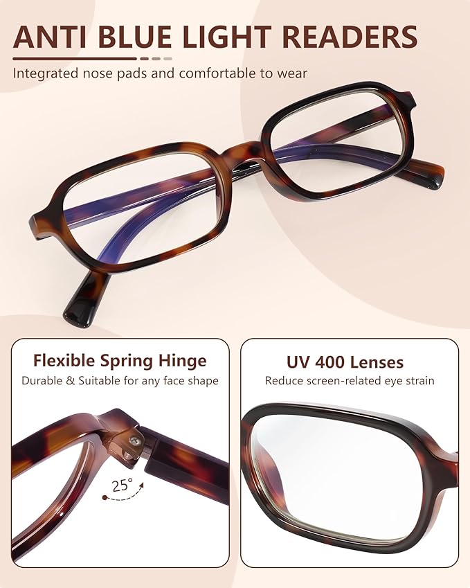 6 Pack Blue Light Blocking Reading Glasses for Women & Men, 97.69% Blue Light Filter Anti Eye Strain HD Clear Lens