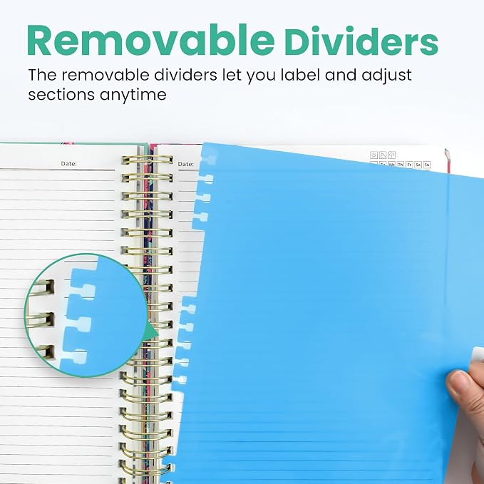 ZOTIA Large Spiral Notebooks for Work 5 Subject with Removable Dividers