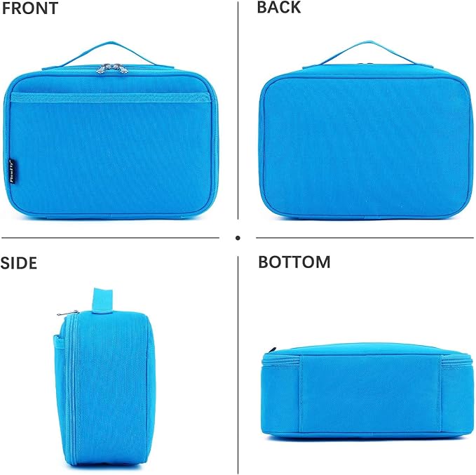 FlowFly Kids Lunch box Insulated Soft Bag Mini Cooler Back to School Thermal Meal Tote Kit for Girls, Boys, Blue