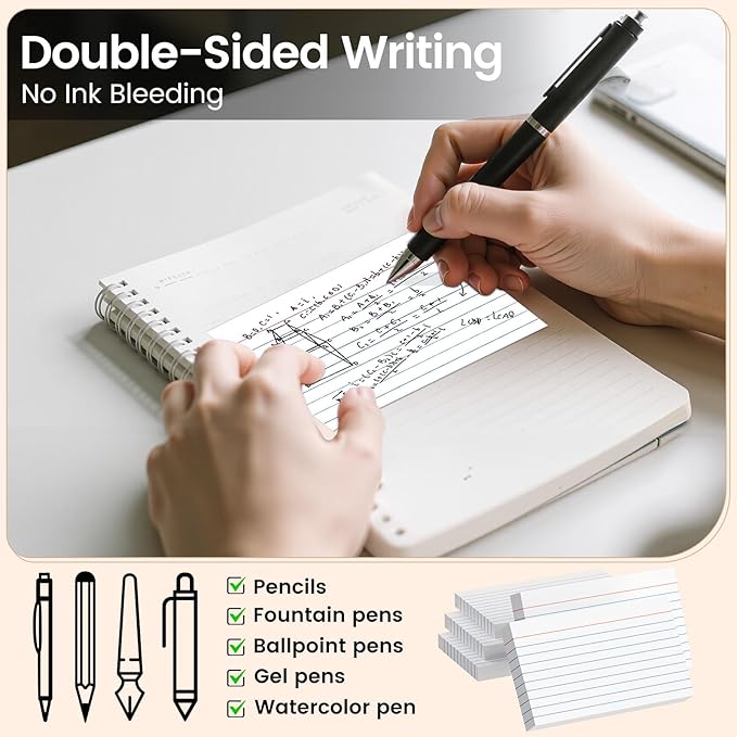 Index Cards 3x5 Inch, 500sheets, Flash Cards,Ruled Lined White Note Cards Paper For Studying, Schools Supplies, College, Office And Home Organization, Note Taking Supplies