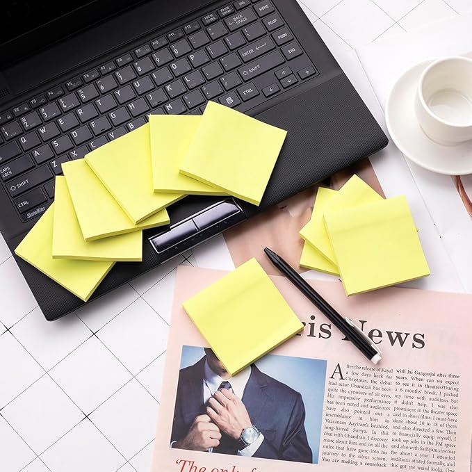 (40 Pads) Sticky Notes 3x3 Inches, Yellow Colors Self-Stick Pads, Easy to Post for Home, Office, Notebook