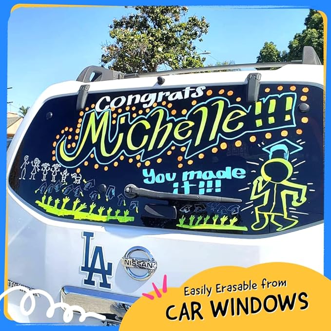 Chalkola 10 Liquid Chalk Markers for Blackboard - (10 pack, 6mm Reversible Tip) | Chalkboard Markers Erasable for Window, Glass, Car, Mirror, Wall Calendar - Non Toxic, Washable, Wet Erase Chalk Pens