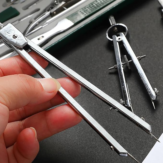 23 Piece Geometry Kit, Construction Engineering Design Professional Drawing Tools, for Drafting, Math and Making Circles with Large Extension Beam for School, Drafting, Architecture