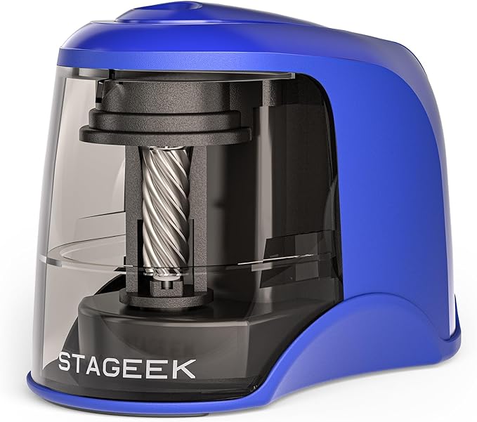 STAGEEK Electric Pencil Sharpener, Plug in or USB/Battery Operated. Works for No.2/Colored Pencils (6-8mm). Ideal for School Classroom Office Home, Blue