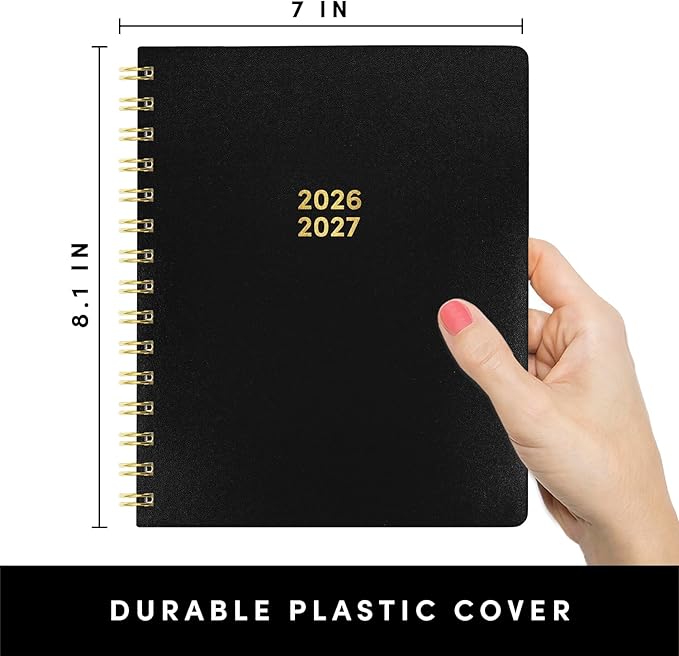 PAPERAGE Academic Planner, Weekly & Monthly Planner & Calendar, 12-Months, July 2026 - June 2027, (7" x 8"), School & Student Planning Agenda with Tabs, Bonus Pages & Inner Pocket, Black