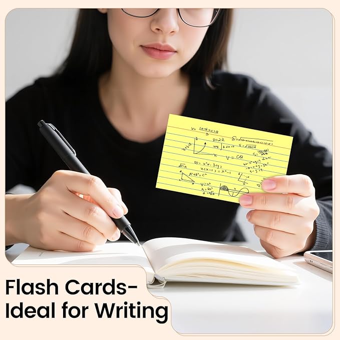 Index Cards 3x5 Inch, 300sheets, Flash Cards,Ruled Lined Yellow Note Cards Paper For Studying, Schools Supplies, College, Office And Home Organization, Note Taking Supplies