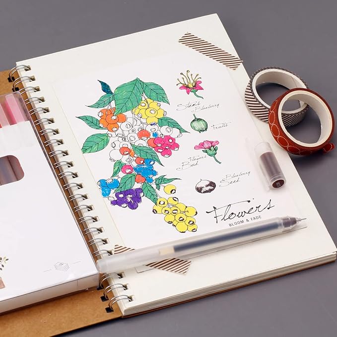 XIZE SH Minimalist Japanese Style Gel Ink Pens Ball Point Pens 0.5mm Fine Point 12 Colored Journaling Pens