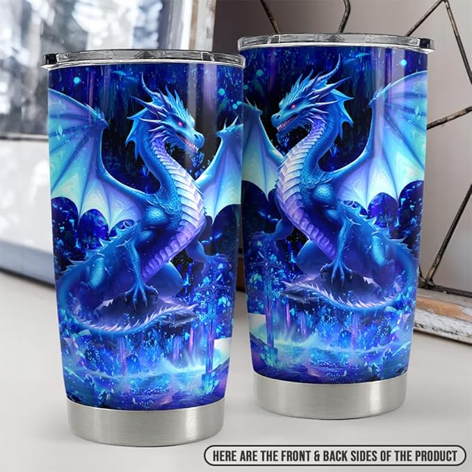 Dragon Tumbler 20oz Stainless Steel Insulated Coffee Travel Mug Cup Dragon Gifts for Birthday Christmas Gift for Men Boy