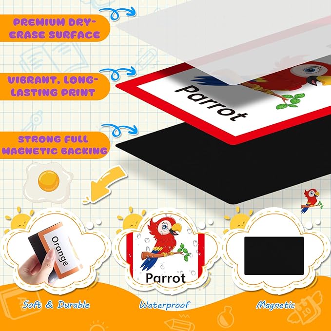Epakh 26 Pcs Magnetic Alphabet Flash Cards with Storage Box 26 A - Z Letters for Kids, Preschool, ESL, Montessori Learning, Educational Gift for Toddlers, Classroom(Colorful)