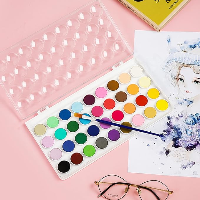 Nuanchu Gifts Bulk Watercolor Paint Washable Watercolor Paint Kits Palette and Brushes Portable Water Color Supplies for Adults, Beginners Artists Graduation Gift(1 Pack,36 Colors)